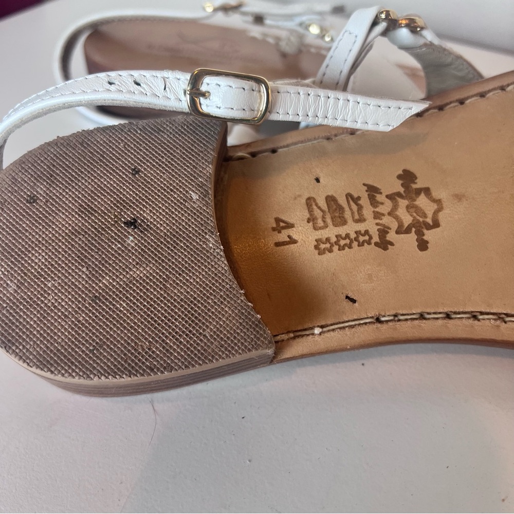 Italian handmade White Leather Sandals - Picture 6 of 6